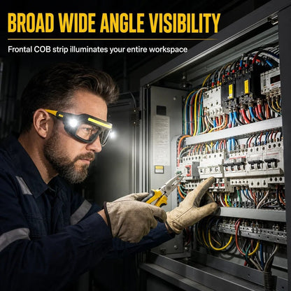 Hands Free Dual Beam LED Flashlight Glasses, Type-C Rechargeable COB Work Light Glasses for Mechanics, Camping & Repair