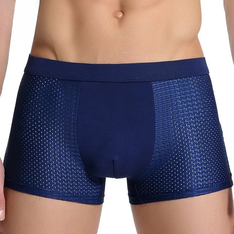 Men's Ice Silk Bamboo Fiber Mesh Boxer Briefs - Breathable, Quick-Drying, Comfortable, Odor-Resistant