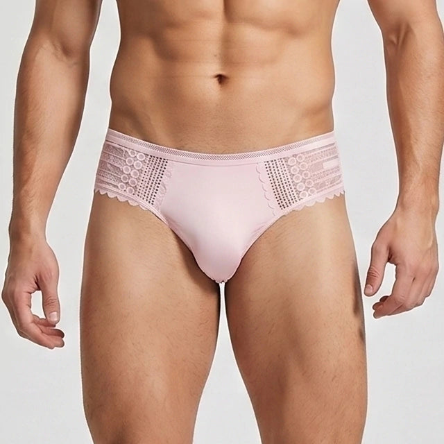 Men's Sexy Half-Transparent Lace Patchwork Elegant Underwear