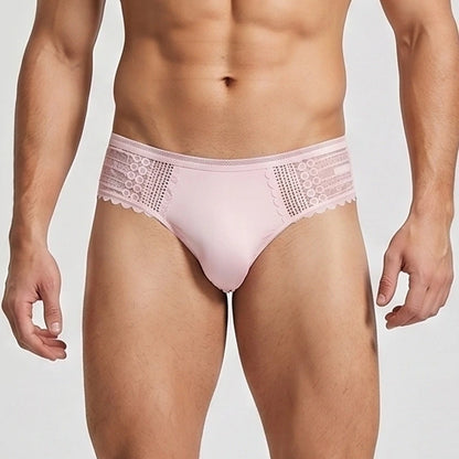 Men's Sexy Half-Transparent Lace Patchwork Elegant Underwear