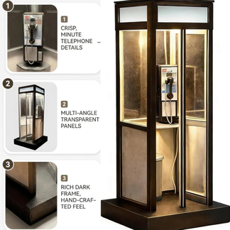 Retro-Style Telephone Booth Decorative Lamp