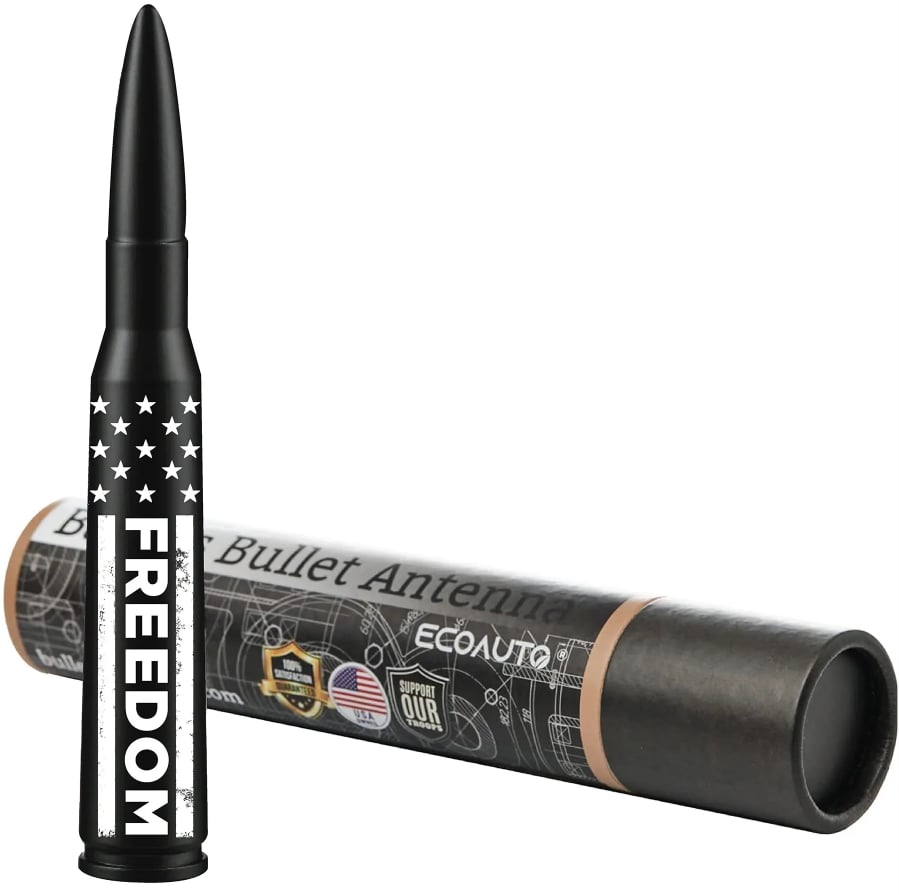 ⚡Hot Sales 49% OFF🔥50 Cal Badass Bullet Antenna for Ford Dodge GMC Chevy & Jeep 2007+ Stand Out Upgrade Your Truck Antenna Anti-Theft Design Military-Grade Quality Auxiliary Audio Inputs