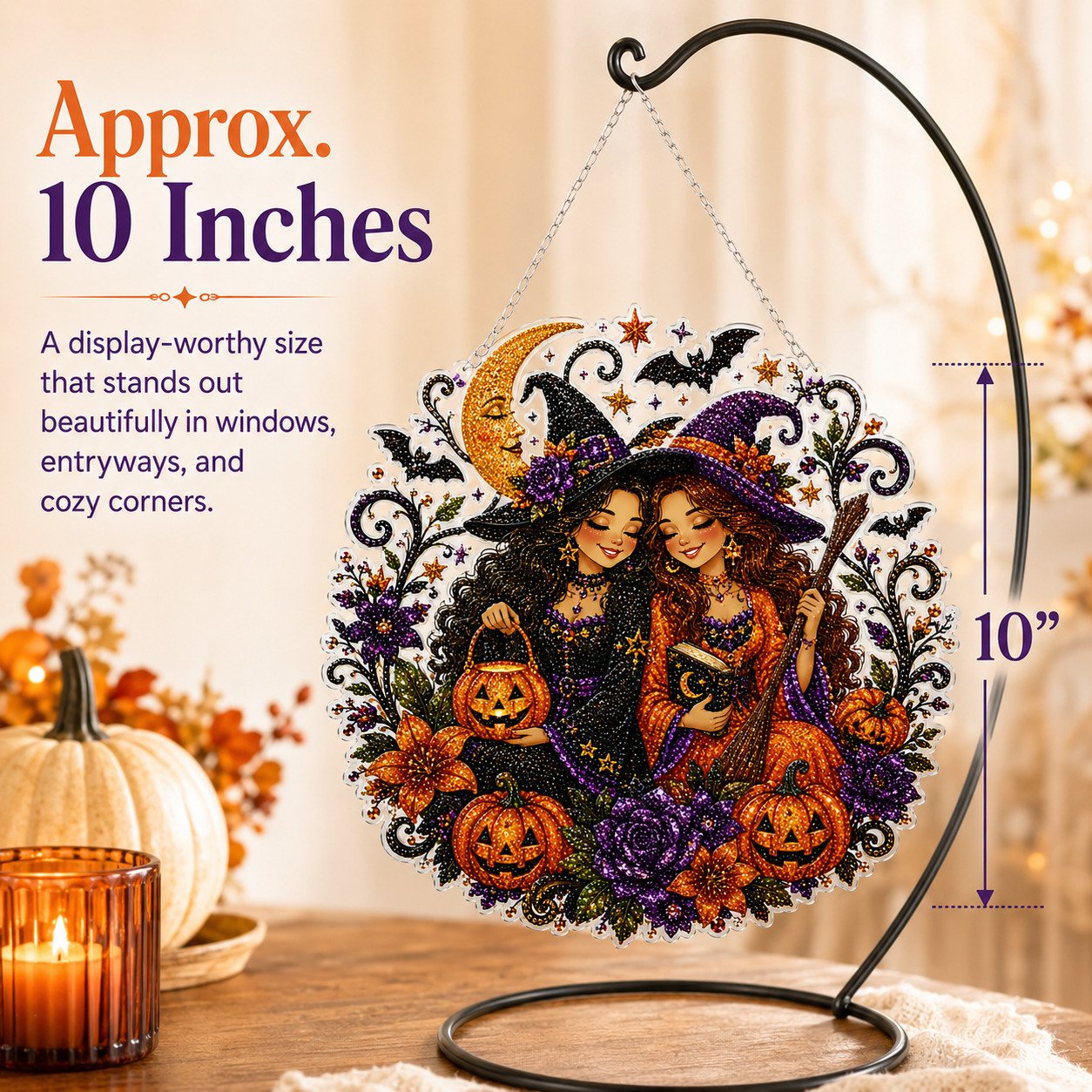 🔥Last Day 49% OFF - 🧙‍♀️🎃Halloween Witch Friendship Diamond Art Window Suncatcher(📦Buy 2 Free Shipping)