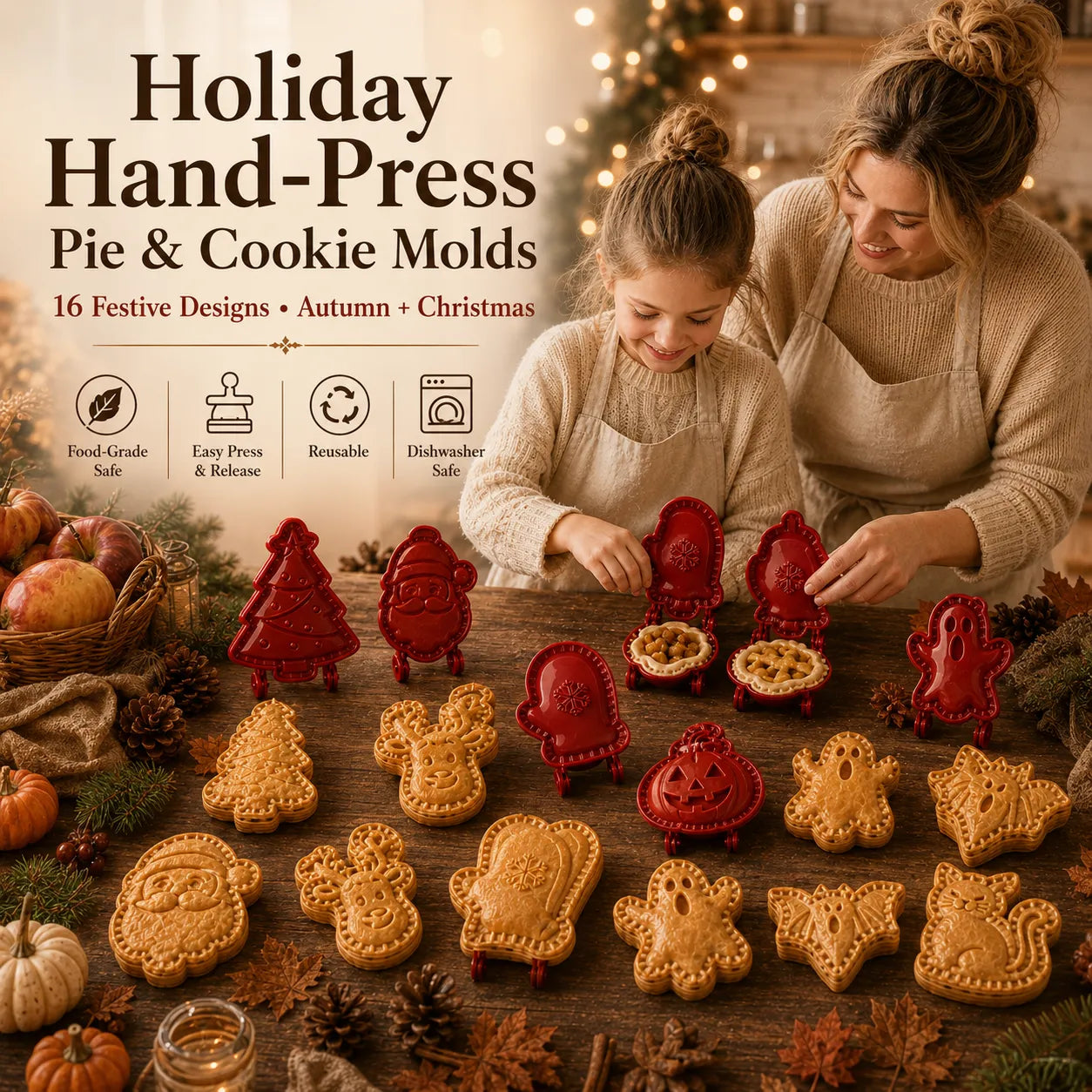 🎃🎄8 Festive Designs • Easy Hand-Press Molds • Perfect for Cookies, Mini Pies & Stuffed Pastries 🥧 Press, Fill & Bake Your Way Through the Holidays 😋