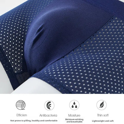 Men's Ice Silk Bamboo Fiber Mesh Boxer Briefs - Breathable, Quick-Drying, Comfortable, Odor-Resistant