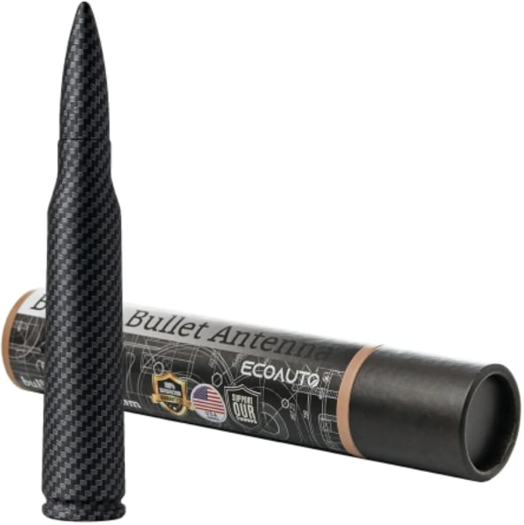⚡Hot Sales 49% OFF🔥50 Cal Badass Bullet Antenna for Ford Dodge GMC Chevy & Jeep 2007+ Stand Out Upgrade Your Truck Antenna Anti-Theft Design Military-Grade Quality Auxiliary Audio Inputs