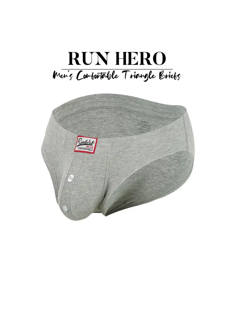 1 Piece Men's Low-Rise Faux-Button Briefs with U-Shaped Pouch for Buttock Lift