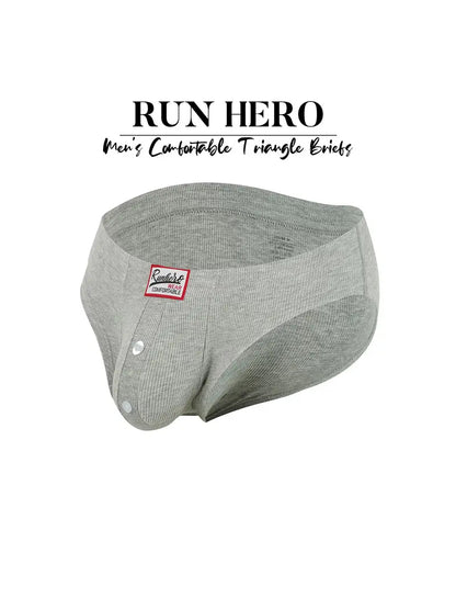 1 Piece Men's Low-Rise Faux-Button Briefs with U-Shaped Pouch for Buttock Lift