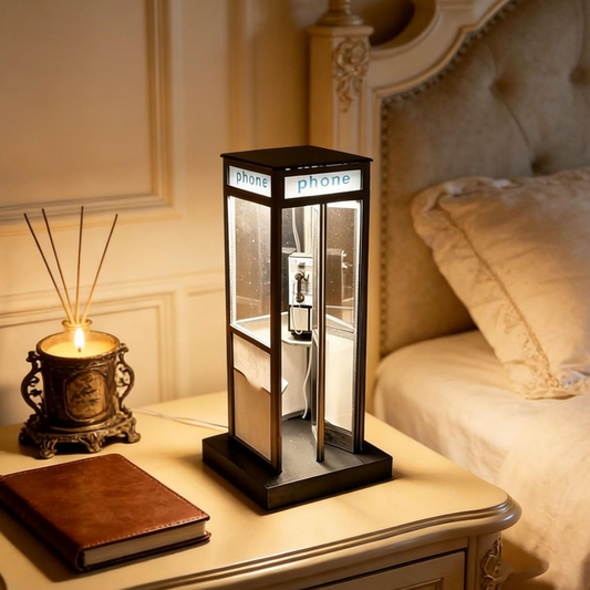 Retro-Style Telephone Booth Decorative Lamp