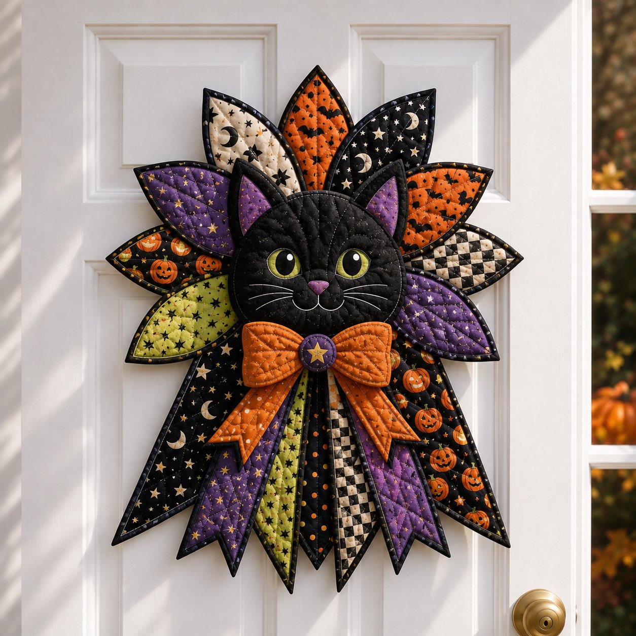 💥 LAST DAY 49% OFF - DIY Quilted Halloween Pumpkin Door Hanger Kit (✨Beginner-Friendly)