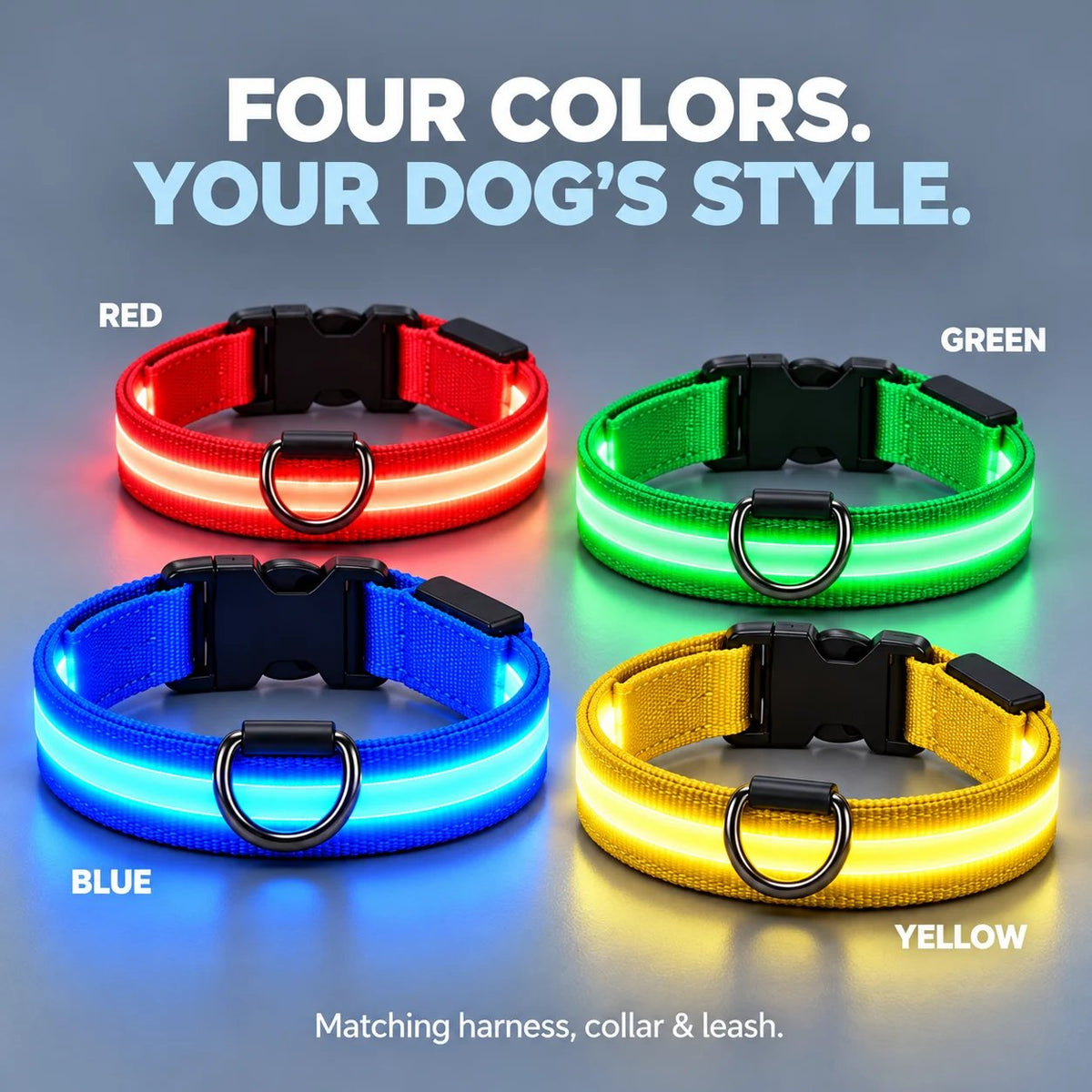 🐕 Rechargeable LED Dog Walking Kit ✨ Light-Up Harness, Collar & Leash for Safer Night Walks