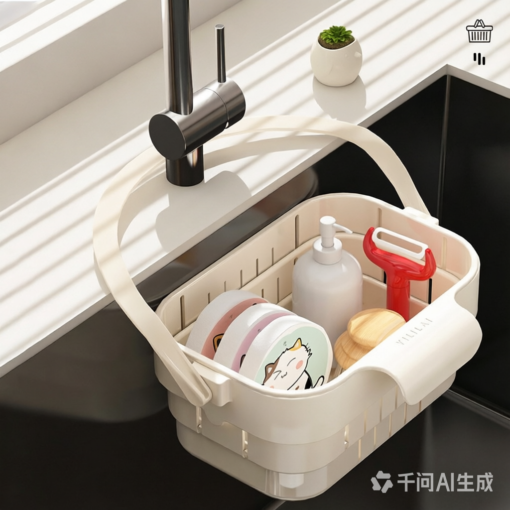 Foldable Hanging Kitchen Sink Drain Basket, Stainless Steel Kitchen Accessories