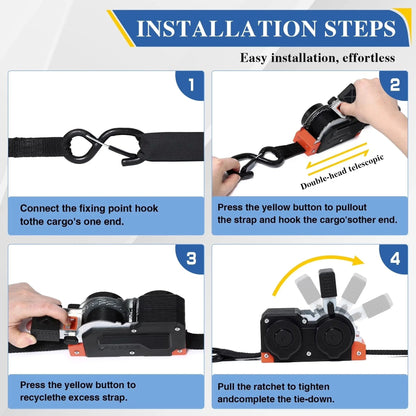 🔥 LAST DAY 50% OFF! 🔧 Dual-End Retractable Ratchet Straps 🛻