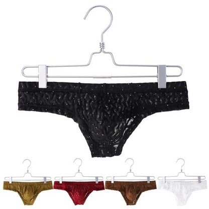 Men's Low Waist Lace Underwear Sexy Pouch Boxer Briefs Shorts Underpants Trunks
