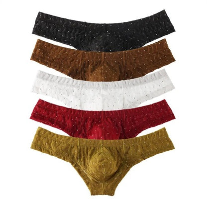 Men's Low Waist Lace Underwear Sexy Pouch Boxer Briefs Shorts Underpants Trunks