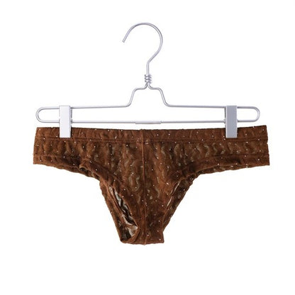 Men's Low Waist Lace Underwear Sexy Pouch Boxer Briefs Shorts Underpants Trunks