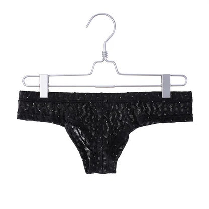 Men's Low Waist Lace Underwear Sexy Pouch Boxer Briefs Shorts Underpants Trunks