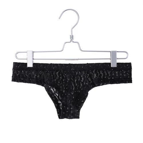 Men's Low Waist Lace Underwear Sexy Pouch Boxer Briefs Shorts Underpants Trunks