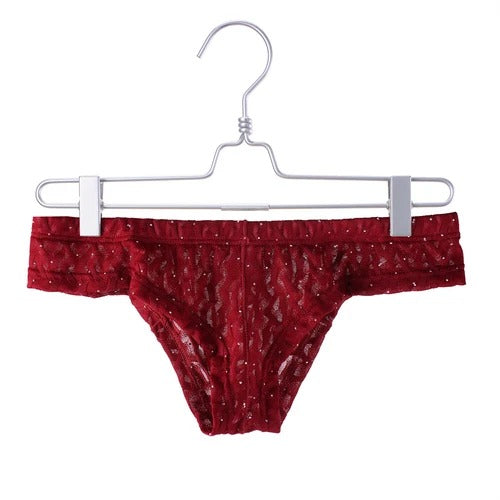 Men's Low Waist Lace Underwear Sexy Pouch Boxer Briefs Shorts Underpants Trunks